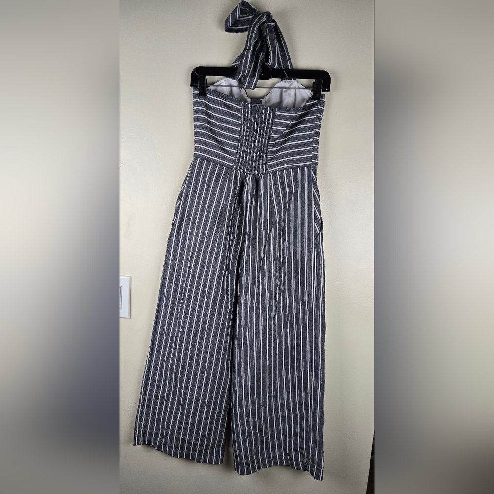 ZARA COLLECTION STRIPED CULOTTE JUMPSUIT NAUTICAL HALTERNECK Size M - Picture 8 of 8